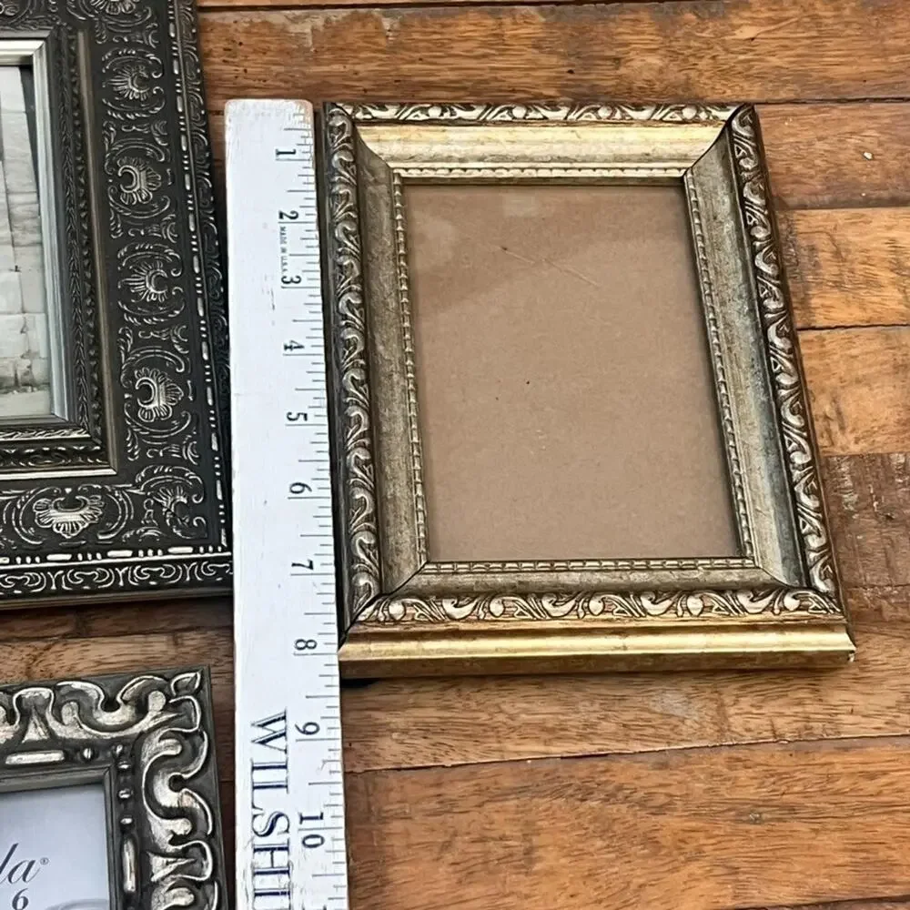 Ornate Pewter Picture Frames Set Of 3 Different Sizes